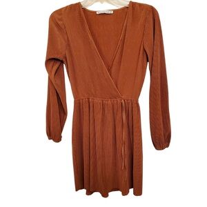Abercrombie & Fitch Terracotta Long Sleeve Faux Wrap Dress